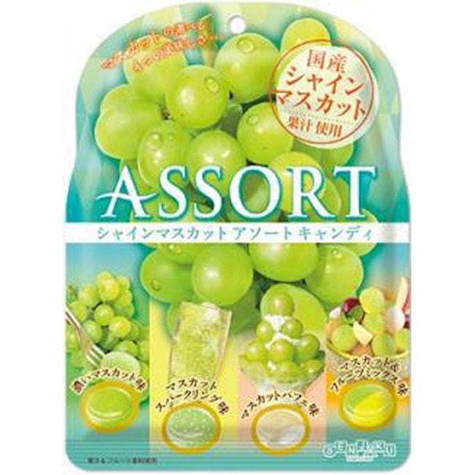 [일본 직배송] 판케 젤리 그린 건포도 캔디 4가지 맛 그린 건포도 샌드위치 주스 캔디 85g