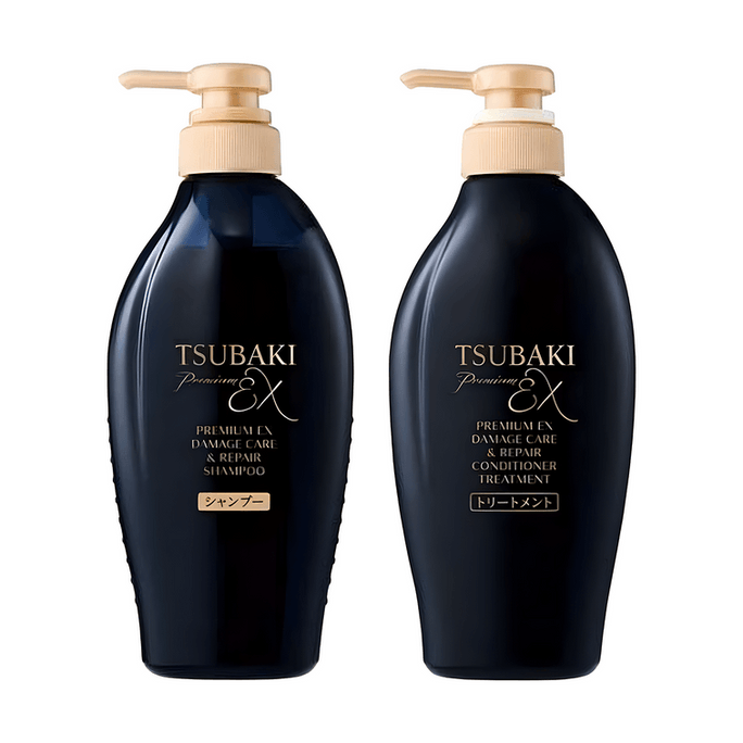 TSUBAKI Black Camellia Luxury Black Ion Repair Strong EX Shampoo&Conditioner 450ml+450ml