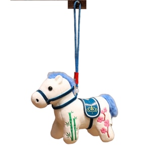 New Year Mascot Plush Zodiac Year of the Horse Keychain - Childhood Sweethearts Backpack Plush Charm White 12cm 1Piece