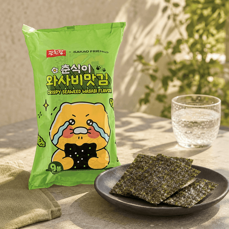 KWANGCHEONKIM カカオチュンシククリスピー海苔 わさび 9パック、1.59