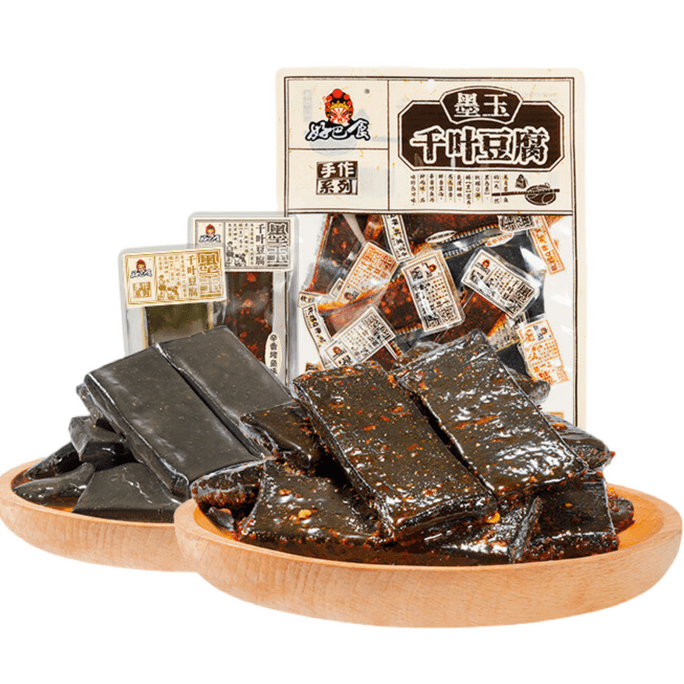 【中国直邮】 好巴食 手作墨玉千叶豆腐(混合味)360g/袋   软糯鲜香醇 黑 营养小零食