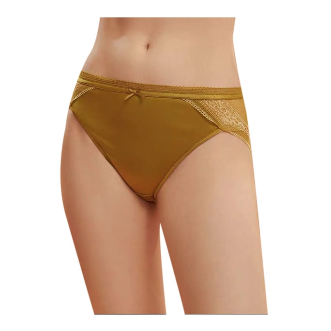 Real Silk Mid-Rise Satin Stitched Women's Underwear Comfortable And Breathable Briefs NZFBC208# Green S