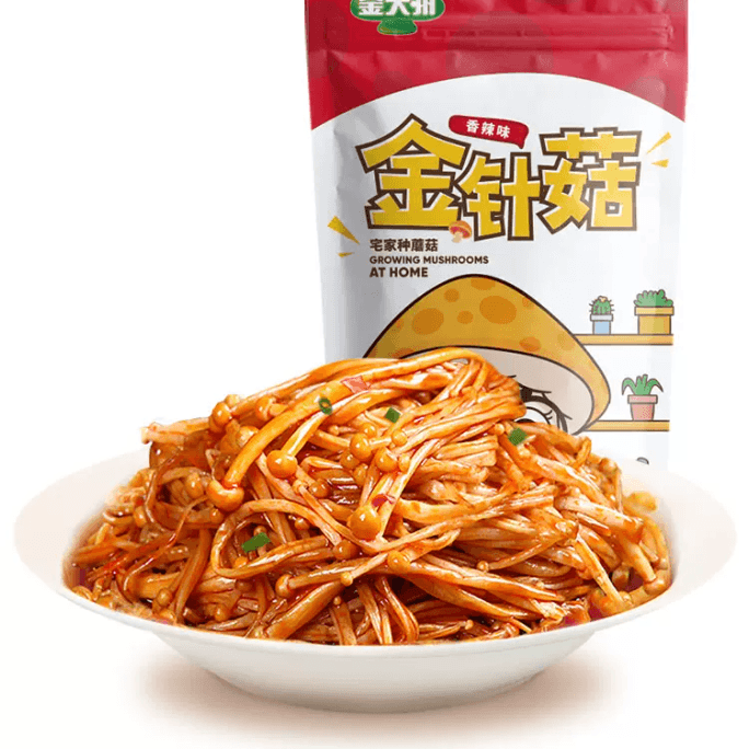 JinDaZhou Golden Needle Mushroom Fragrant Snacks Jindazhou Bagged Spicy Strips With Rice Dishes 270 G
