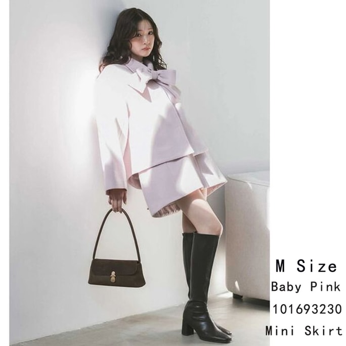 Wool Belted Mini Skirt Baby Pink M Size  1 piece