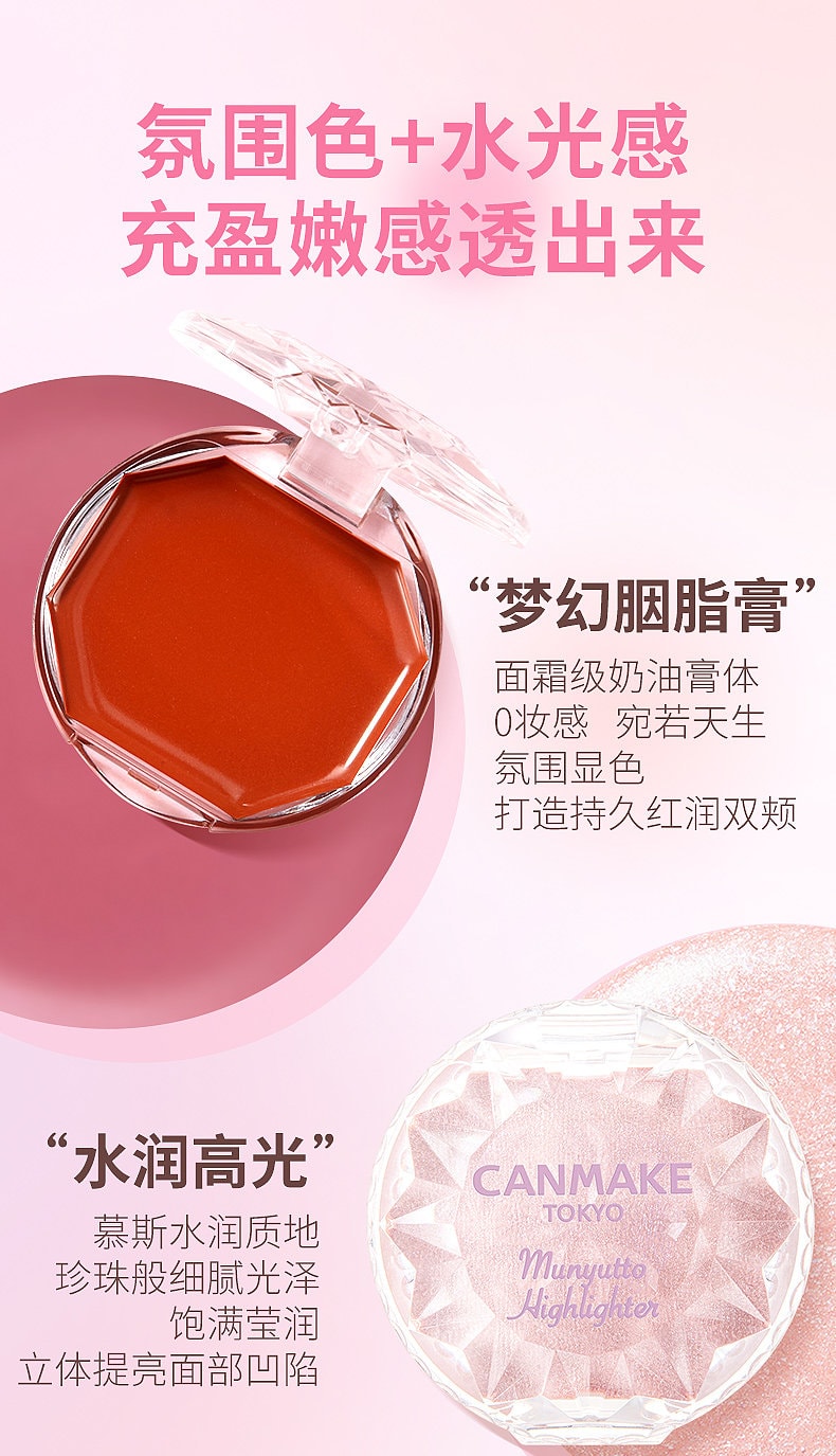 [Livraison directe du Japon] Japon CANMAKE Rouge à joues mono couleur naturel longue durée hydratant double usage lèvres et joues Kankame P05 Violet onirique 1 pièce