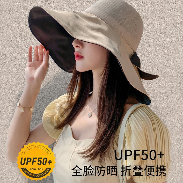 New Women's Large Brim Sun Hat Summer UV Protection Wide Brim Fisherman Hat Thin Face Covering Sun Hat With Adjustable Head Circumference, Khaki F 3