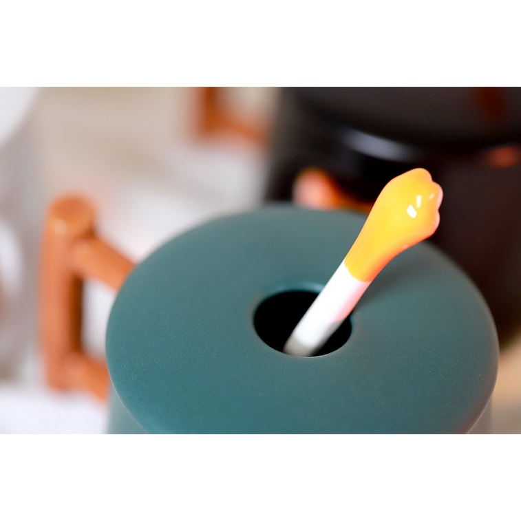 GINKGOHOME Cute Dog Ceramic Mug Wood Handle Design With Spoon And Lid - Green 16oz 3