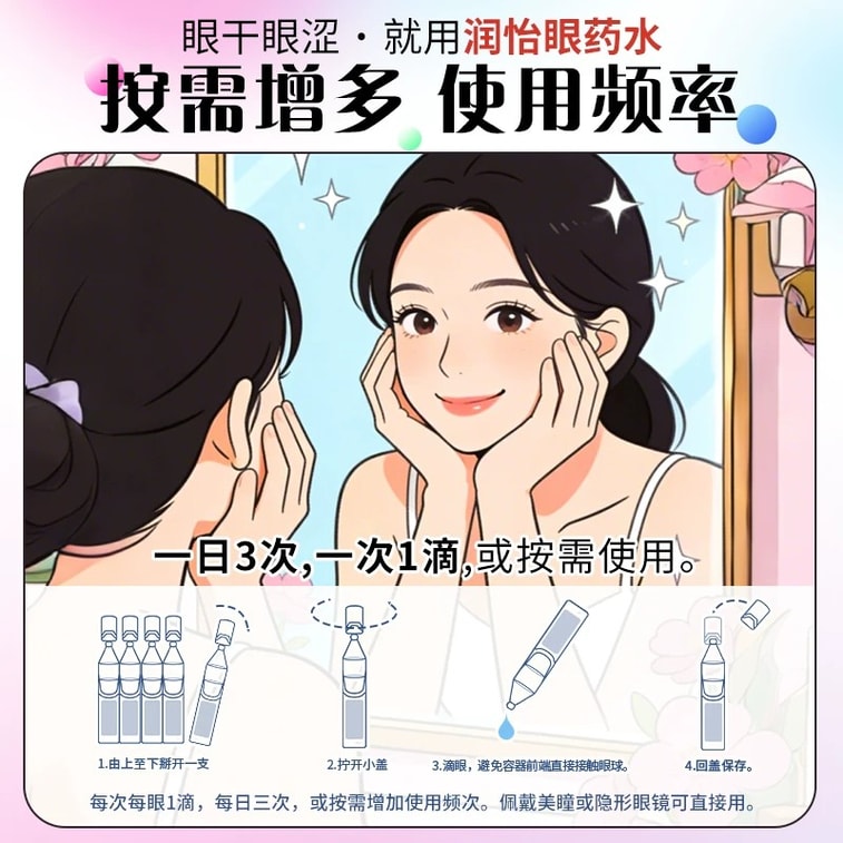 Sodium Hyaluronate Eye Drops 0.4ml 30 vials Run Yi Artificial Tears Preservative Free Hydrating Drops for Dry Eye Contact Lens Comfort 4