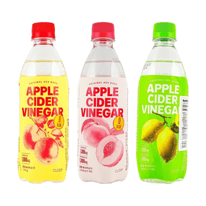 Apple Cider Vinegar Soda Zero,Peach+Lemon+Original Flavor,16.9 fl oz*3【3 Combo Packs】【0 Sugar 0 Calories】