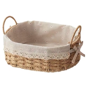 Storage basket for miscellaneous items, woven rattan fruit and snack basket, living room coffee table, desktop cosmetics, remote control for organizing storage box, 1 piece