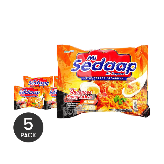 印尼 Mi Sedaap輝英喜達 新加坡叻沙湯麵 83g *5【5份超值裝】【升級精選】【世界經典泡麵】