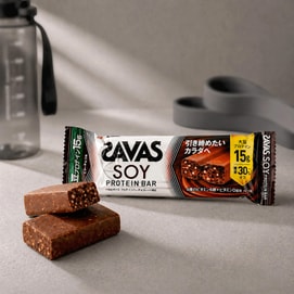 SAVAS Less Sugar Soy Protein Bar,Bitter Chocolate Flavor, 1.55 oz【15g High Protein&Vitamin B&Vitamin D】【Energy Boost】