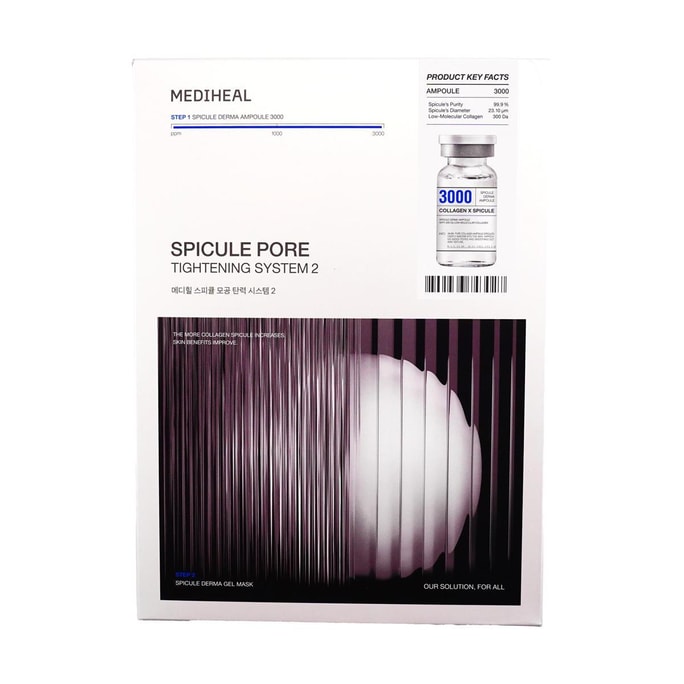 Spicule Pore Tightening System 2, CollagenxSpicule 3000 + Spicule Derma Ampoule 3000, 4sheets/box
