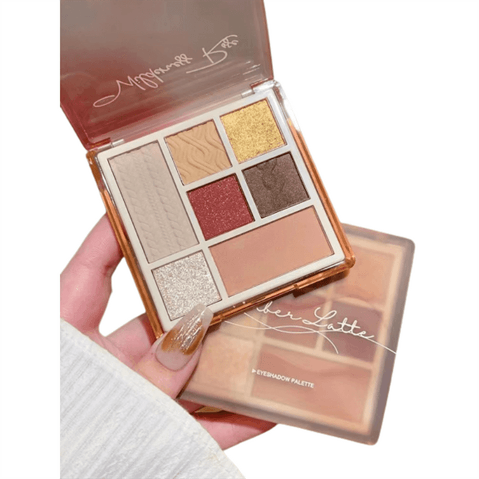 Seven-color Shiny Earth Tone Blush Eyeshadow Palette, Sunset Mocha 1 box