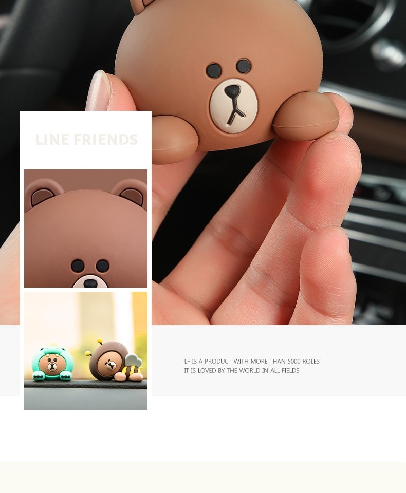 【中国直邮】  日本 LINE FRIENDS 布朗熊汽车中控台装饰 摆件 3个
