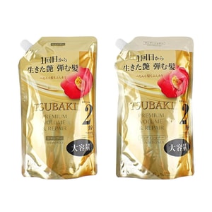 日本FINETODAY TSUBAKI丝蓓绮 金椿 0秒沙龙级滋润 沁润臻致修护洗发水 补充装 600ml×1 + 护发素 补充装 600ml×1【2份超值组合装】【高级丰盈&修复】【2024新版】