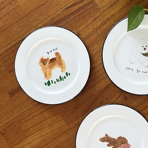 韩国POLAATHOME Mummur  陶瓷盘子 ins风餐具 直径18cm 博美