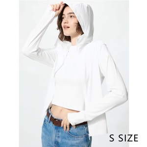 Women’s UV Protection Zip-Up Hoodie White Size S 1 Piece