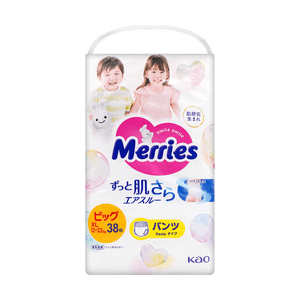 日本KAO花王 MERRIES妙而舒 男女寶通用嬰兒學步褲拉拉褲 XL號 12-22kg 38枚入