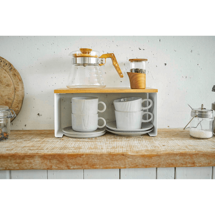 Stackable Countertop Shelf - Two Sizes - Steel + Wood Small 4