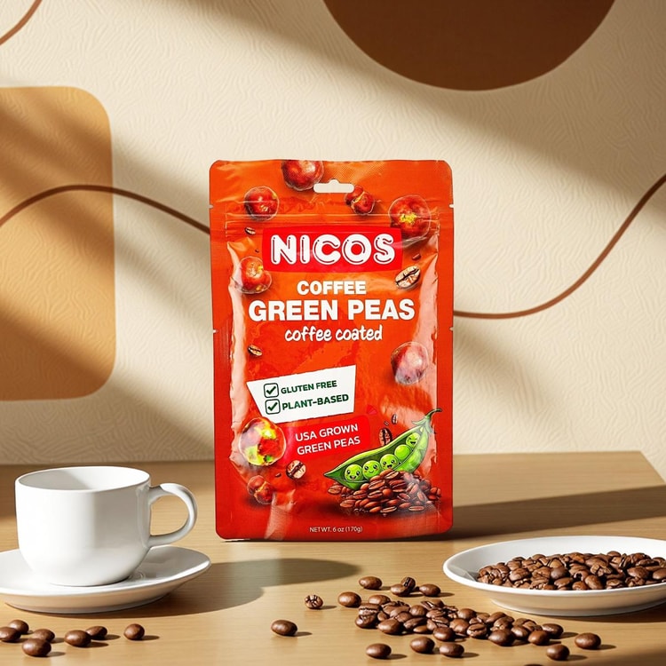 NICOS Green Peas Coffee Flavor,6 oz [Us Grown][Gluten Free Plant