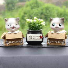 中国からの直送 車載猫ボブルヘッド飾り かわいい招き猫 ニャーシャオレ A+B+お花 3点セット