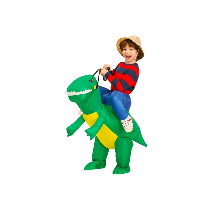 萬聖節派對服裝 霸王龍恐龍充氣衣 派對搞怪騎車充氣恐龍服 小童 綠恐龍 90-125cm