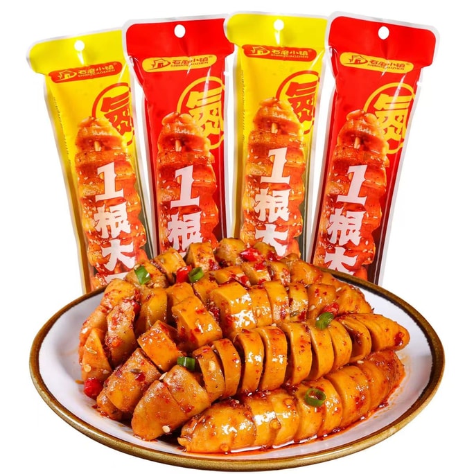 石磨小镇 一根大面筋 烧烤味 香辣味 劲道鲜香 鲜辣够味 口感弹牙 55g*4袋