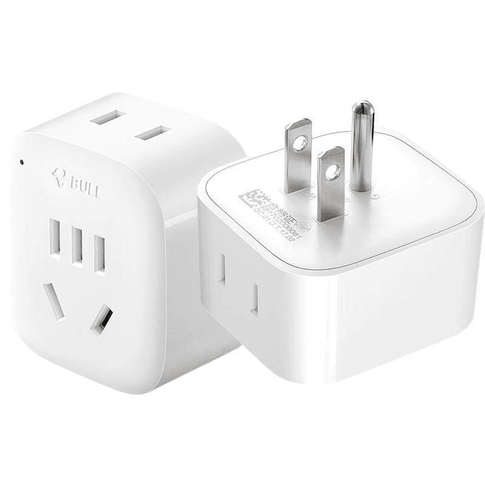 White adapter plug (for use in the US) US standard to  electrical appliance travel converter, 1 piece