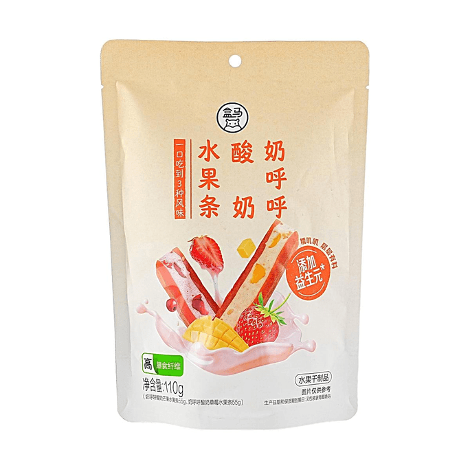 盒马 奶呼呼酸奶水果条  110g 【添加益生元】【高膳食纤维】【芒果+草莓双味】