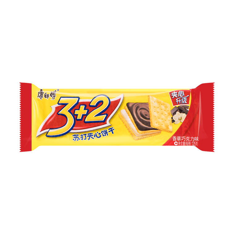 康師傅 3+2蘇打夾心餅乾 香草巧克力口味 125g 4