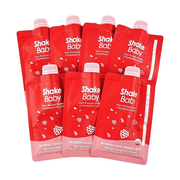 韩国SHAKEBABY 蛋白质奶昔 减肥减脂增肌 草莓口味 单包158卡 7包入 280g