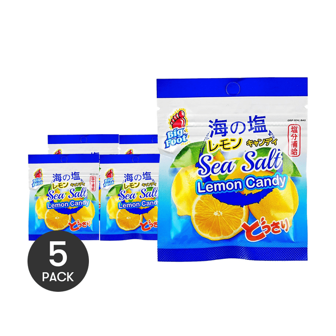 马来西亚BIG FOOT大马碧富 海盐咸柠檬糖 清凉润喉糖 15g *5【5份超值装】【盐分补给 清新解腻】【网红爆款】