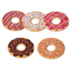 Round Diatomite Coaster, Quick Water Absorption Fast Drying Donut-shaped Cup Mat, Rainbow Candy + Fondant + Chocolate + Cream + Rasp Pack of 5