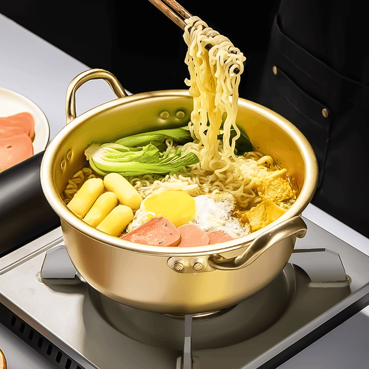 MDZF ラーメン鍋韓国インスタントラーメン調理鍋蓋と箸付き 18 センチ