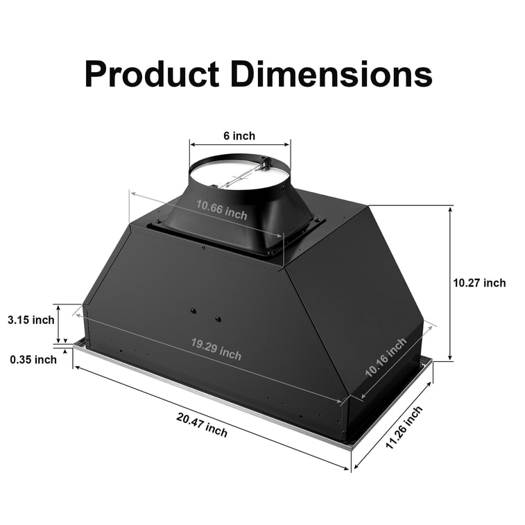 Joeaonz 20inch 600CFM Convertible Insert Range Hood In Stainless Steel 3