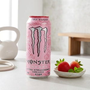 Monster Energy ,Ultra Strawberry Dreams, Zero Sugar Energy Drink, 16 fl oz 【Low Calories】