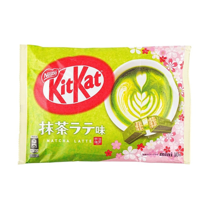 日本NESTLE雀巢 KITKAT 巧克力威化饼干 抹茶拿铁味 MINI 10枚入【樱花季限定】