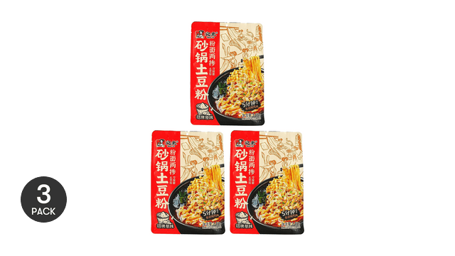 宛禾砂锅土豆粉粉面两掺土豆粉+刀削面招牌原味245g *3【3份超值装