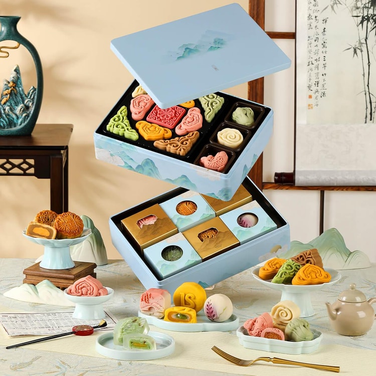 悠享时×皇家尚食局联名江山馨月月饼礼盒815g【八方如意九尊+年年有鱼+