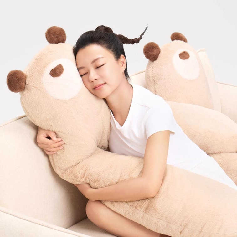 저스트 칠 베어 허그 시리즈, 수면 자세 지지 베개, 베어 허그 베개, 회갈색, 115x48cm 5