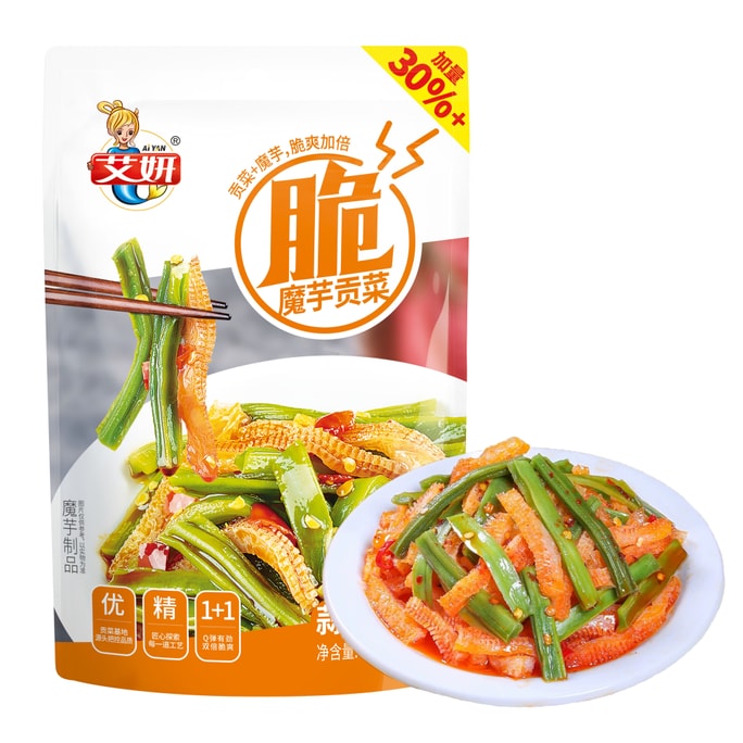 艾妍 蒟蒻貢菜蒜香味即食香辣下飯菜素毛肚網紅蒜香解饞零食 80g+28g 【q彈脆爽 麻辣鮮香】