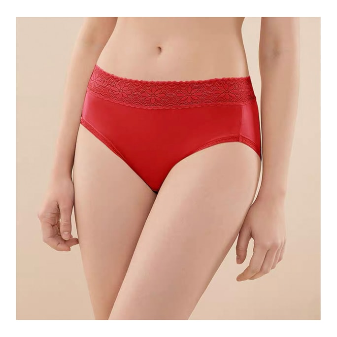 Real Silk High Waist Comfortable Women Panties Mulberry Silk Solid Color Briefs NZF9A209#Bright Red M