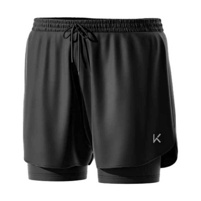 Swim Trunks 3/4 Length Simple Black 1Pc Size 3XL Double-Layer Anti-Embarrassment Design