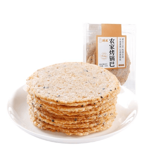 【中国直邮】 琦王 农家烤锅巴手工非油炸黑芝麻大米锅巴薄饼休闲零食小吃126g*1盒