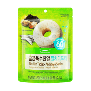 Bouillon Tablet - Instant Korean Soup Tablet Coin Type Soup Stock , Anchovy & Sardine Flavor, 60 Seconds , 3.1 oz