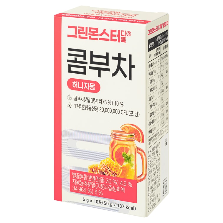 グリーンモンスター デトックス コンブチャ ハニーグレープフルーツ - 10 袋 * 0.17 オンス 4