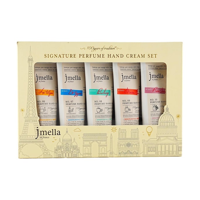 韩国JMELLA  经典系列 香水护手霜套装 50ml*5 精油高保湿黄油霜 营养保湿 植物萃取 美白抗皱 温和不刺激 