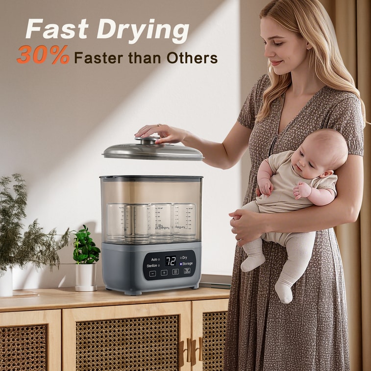 【中國直郵】 AMZBABYCHEF 4合1嬰兒奶瓶蒸煮烘乾機,帶快速烘乾功能的電動蒸煮器,通用型,適用於所有奶瓶 5