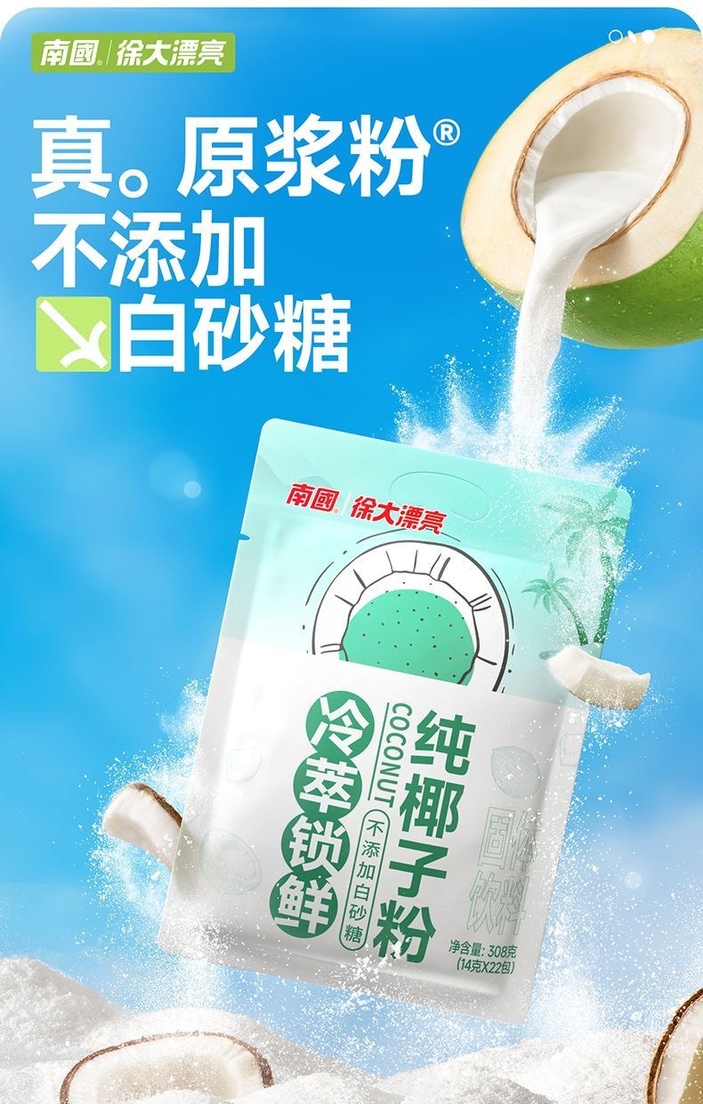【中國直郵】 南國 海南特產冷萃純椰子粉308g